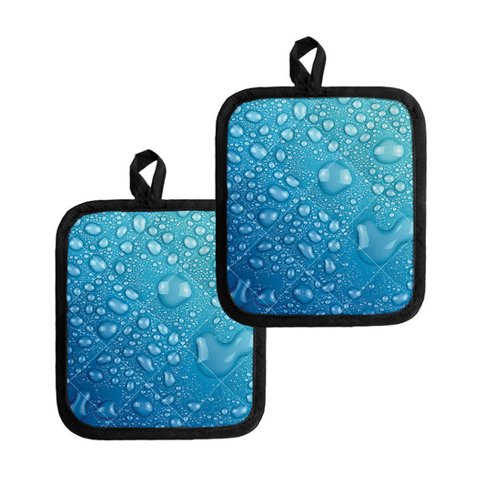 Water Drops Print Pot Holders
