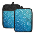 Water Drops Print Pot Holders With Pocket