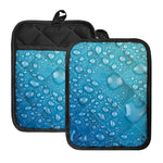 Water Drops Print Pot Holders With Pocket