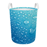 Water Drops Print Round Laundry Basket