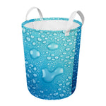 Water Drops Print Round Laundry Basket
