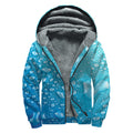 Water Drops Print Sherpa Lined Zip Up Hoodie