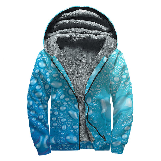 Water Drops Print Sherpa Lined Zip Up Hoodie