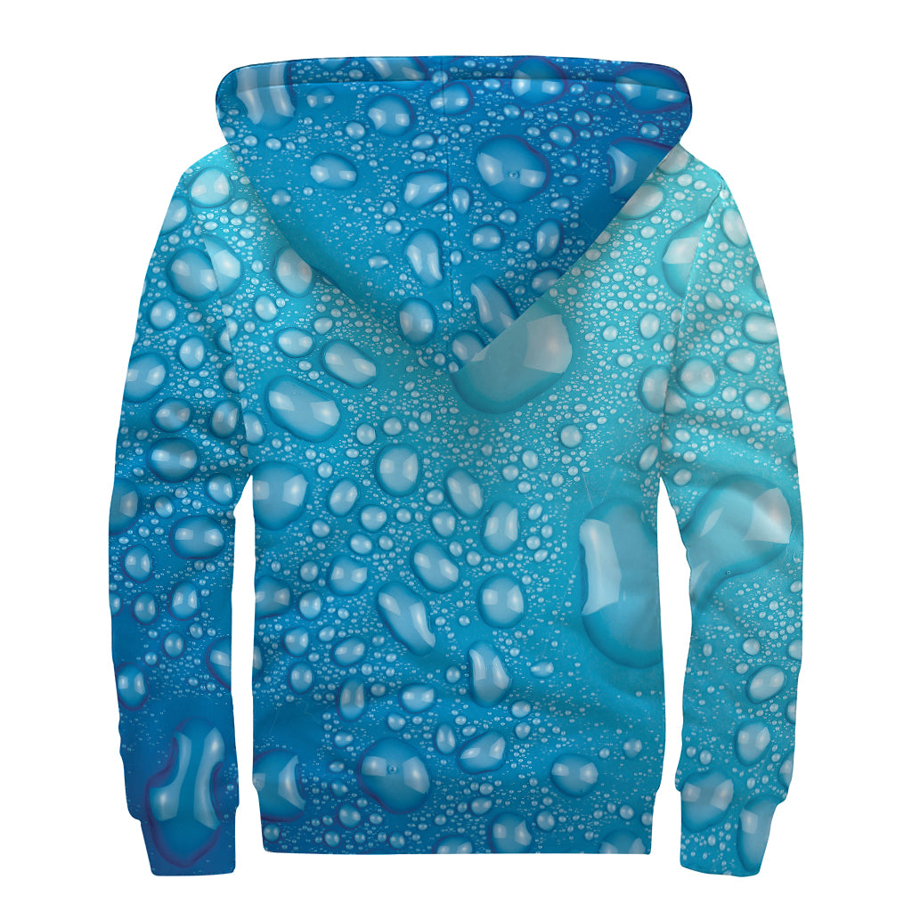 Water Drops Print Sherpa Lined Zip Up Hoodie