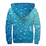 Water Drops Print Sherpa Lined Zip Up Hoodie