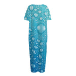 Water Drops Print Short Sleeve Long Nightdress