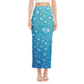 Water Drops Print Side Slit Maxi Skirt