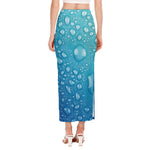 Water Drops Print Side Slit Maxi Skirt