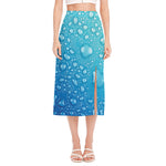 Water Drops Print Side Slit Midi Skirt