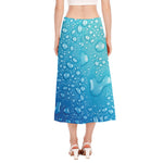 Water Drops Print Side Slit Midi Skirt