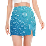 Water Drops Print Side Slit Mini Skirt