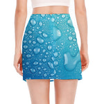 Water Drops Print Side Slit Mini Skirt