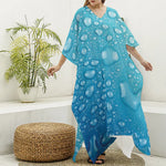 Water Drops Print Silk V-Neck Kaftan Dress