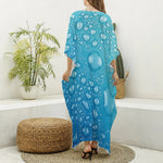 Water Drops Print Silk V-Neck Kaftan Dress