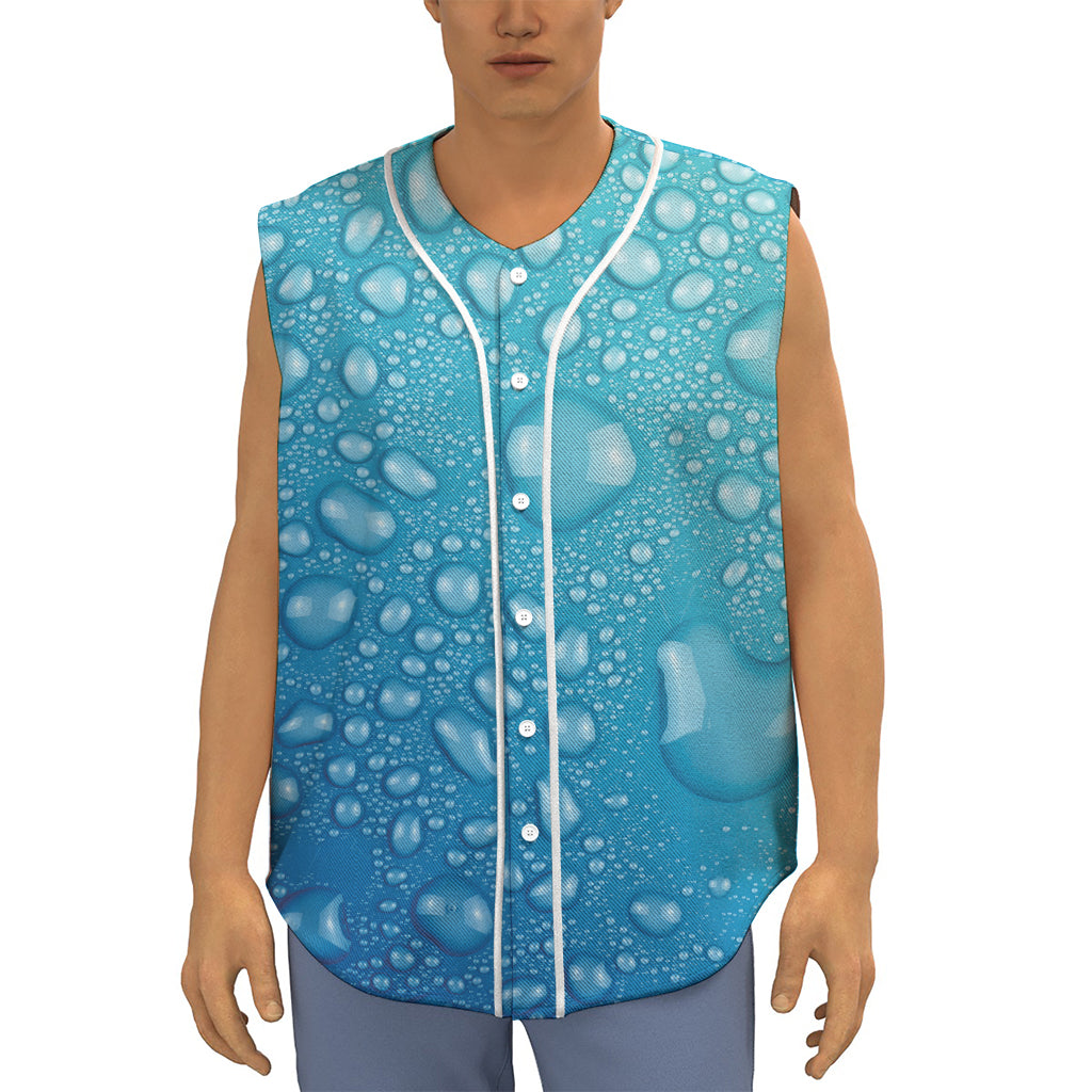 Water Drops Print Sleeveless Baseball Jersey