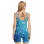 Water Drops Print Sleeveless One Piece Swimsuit