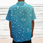 Water Drops Print Textured Short Sleeve Shirt
