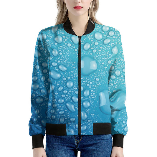 Water Drops Print Women's Bomber Jacket