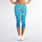Water Drops Print Women's Capri Leggings