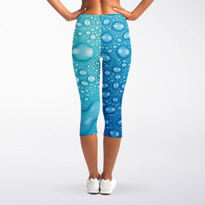 Water Drops Print Women's Capri Leggings