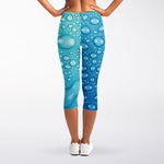 Water Drops Print Women's Capri Leggings