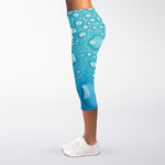 Water Drops Print Women's Capri Leggings
