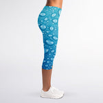 Water Drops Print Women's Capri Leggings