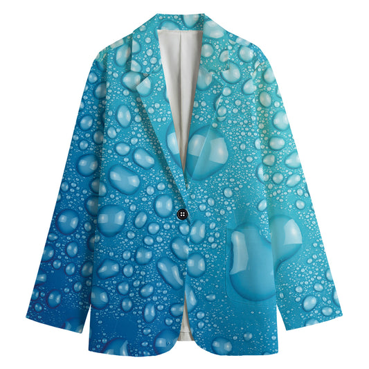 Water Drops Print Women's Cotton Blazer