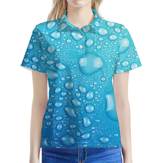 Water Drops Print Women's Polo Shirt