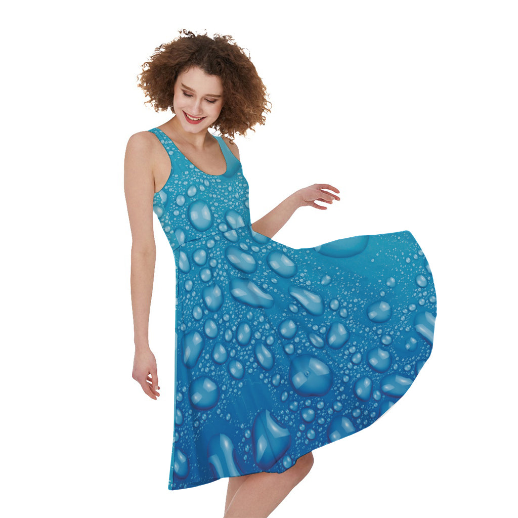 Water Drops Print Women's Sleeveless Dress
