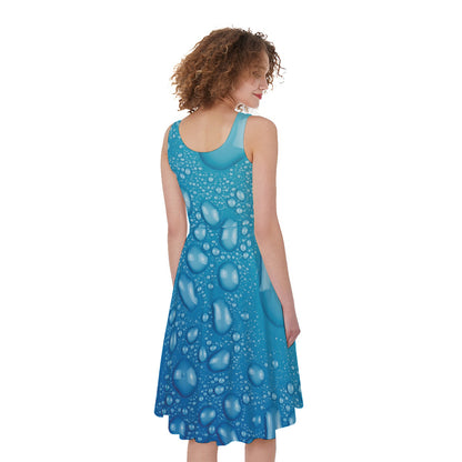 Water Drops Print Women's Sleeveless Dress