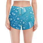 Water Drops Print Women's Split Running Shorts