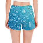 Water Drops Print Women's Split Running Shorts