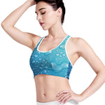 Water Drops Print Women's Sports Bra