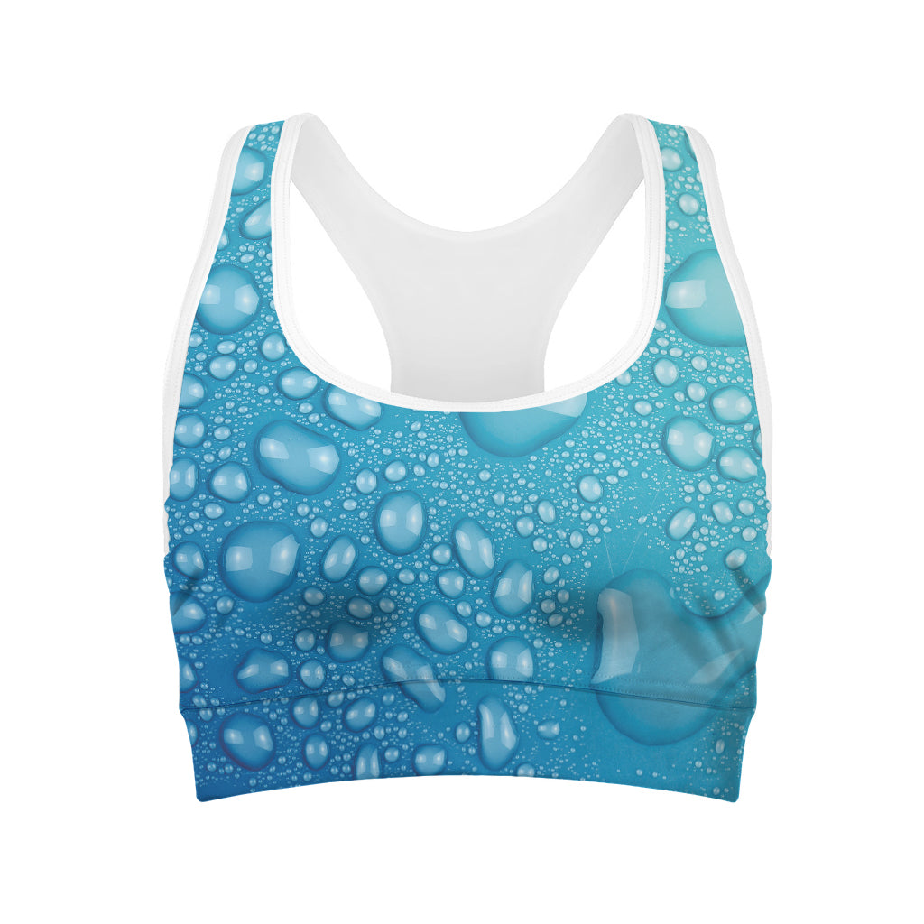 Water Drops Print Women's Sports Bra