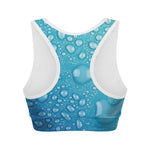Water Drops Print Women's Sports Bra