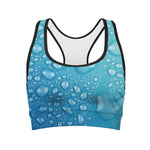 Water Drops Print Women's Sports Bra
