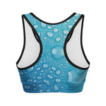 Water Drops Print Women's Sports Bra