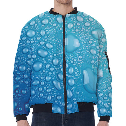 Water Drops Print Zip Sleeve Bomber Jacket