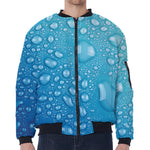 Water Drops Print Zip Sleeve Bomber Jacket