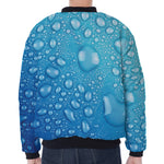 Water Drops Print Zip Sleeve Bomber Jacket