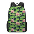 Water Lily Flower Pattern Print 17 Inch Backpack