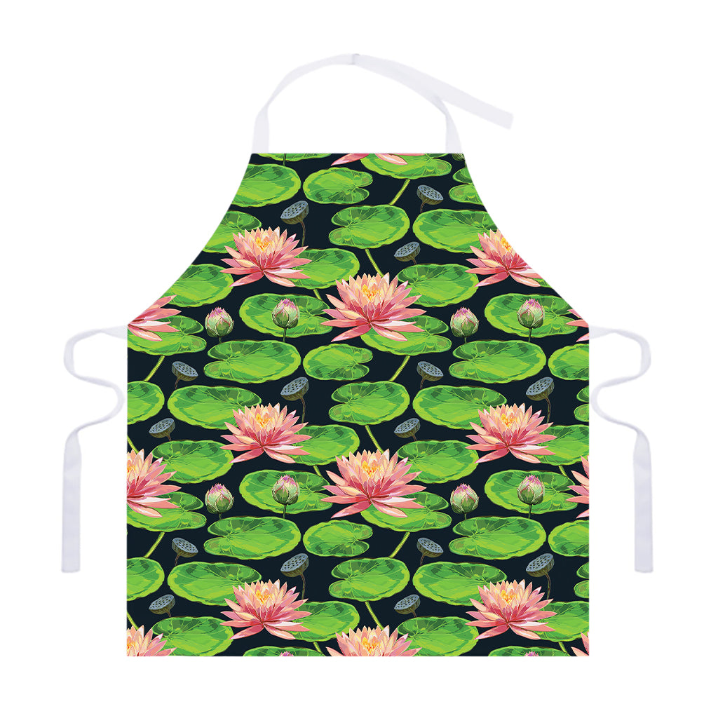 Water Lily Flower Pattern Print Adjustable Apron