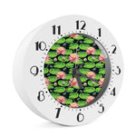 Water Lily Flower Pattern Print Alarm Clock