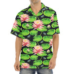 Water Lily Flower Pattern Print Aloha Shirt
