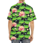 Water Lily Flower Pattern Print Aloha Shirt
