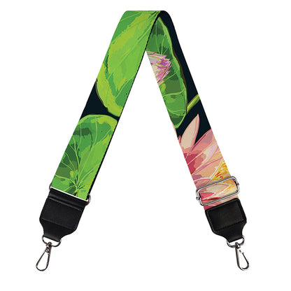 Water Lily Flower Pattern Print Bag Strap