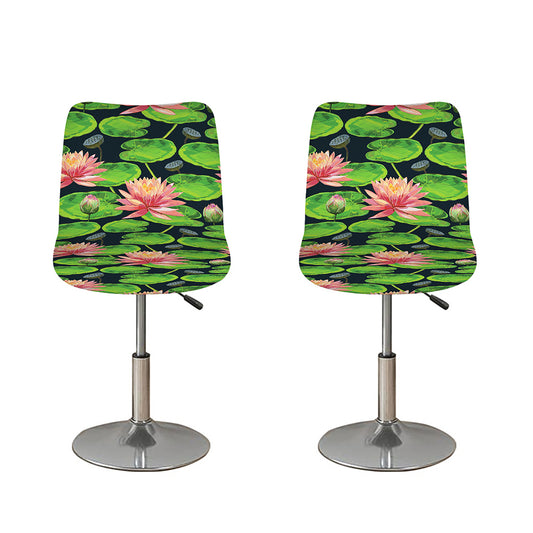 Water Lily Flower Pattern Print Bar Stool Covers