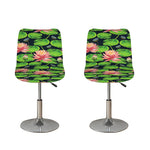 Water Lily Flower Pattern Print Bar Stool Covers