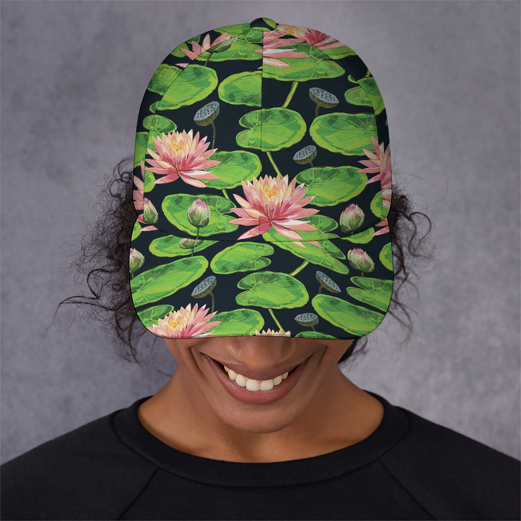 Water Lily Flower Pattern Print Baseball Cap